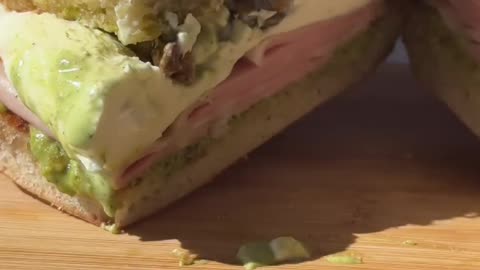 Mortadella Sandwich With Burrata and homemade Pistachio Pesto 🌿