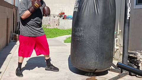 500Lb Punching Bag Workout Part 18. Practicing Hard Left Hooks To Liver & Head!