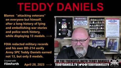 Teddy Daniels FOIA DD-214 shows only 8 medals, not 13, blames callouts as "attacking veterans".
