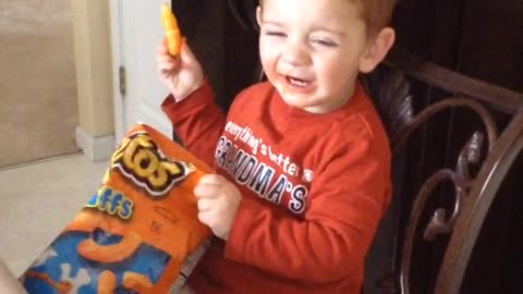 Eating Cheetos!