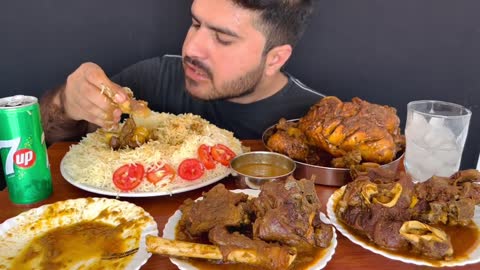 ASMR EATING SPICY WHOLE CHICKEN CURRY+SPICY MUTTON CURRY+WHITE RICE+GREEN CHILLI || MUKBANG-15