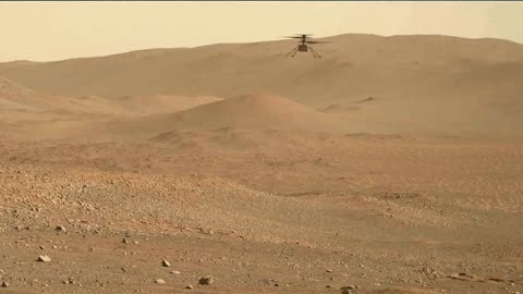 Nasa releases a rere footage of helicopter flying on mars.