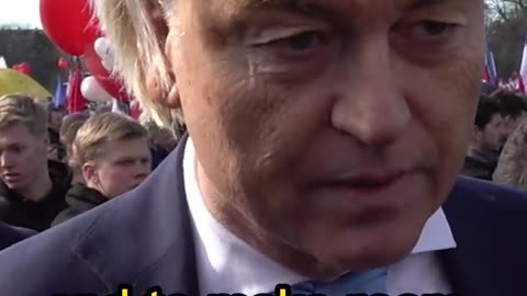 Geert Wilders at the Hague protest today tells Callum from rebel news