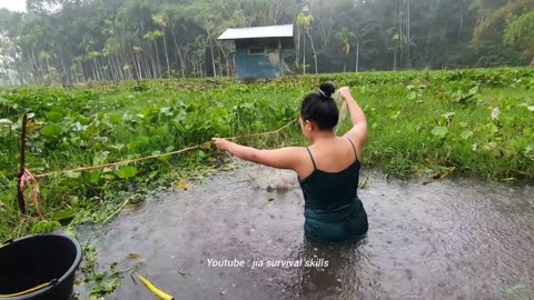 Place fishing nets in the swamp for 3 days during heavy rain
