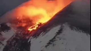 TIMELAPSE OF THE ERUPTION OF THE ETNA VOLCANO ON THE ISLAND OF SICILY ITALY IN 2023