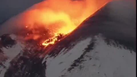 TIMELAPSE OF THE ERUPTION OF THE ETNA VOLCANO ON THE ISLAND OF SICILY ITALY IN 2023