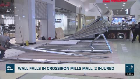 Wall falls in CrossIron Mills mall leaving two people injured