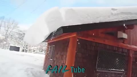 Awesome Roof Snow Removal Tools ! Amazing Snow Sliding Off The Roof