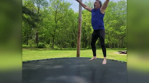 60-YEAR-OLD-MAN IN YOGA PANTS LEVITATES ABOVE TRAMPOLINE!