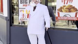 Was he able to get a KFC bucket as the Colonel?