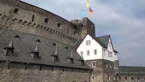 Germany Flags Fly From The Restored Part Of Burg Rheinfels