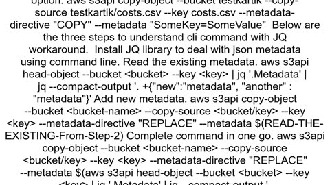 AWS S3 CLI CP file and add metadata