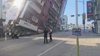 Strong Earthquake Shakes Taiwan, Damaging Buildings and Causing Tsunami. Strongest earthquake in 25 years hits Taiwan. Large buildings falling down all over Taiwan.