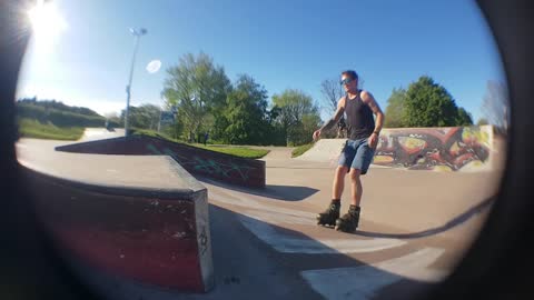 Guy Faceplants Pulling a Roller Skate Trick at Central Skatepark