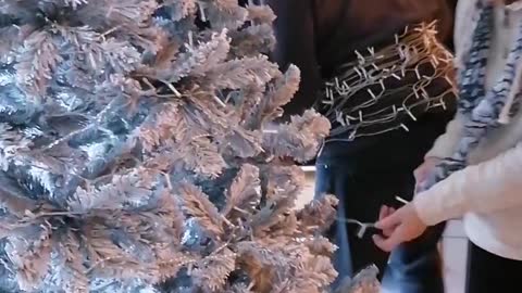 Elderly Couple has Ingenious Way of Lighting Christmas Tree