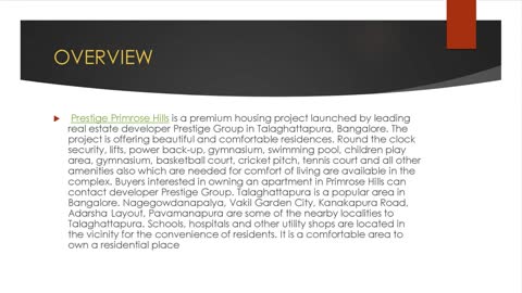 Prestige Primrose Hills - Kanakapura project