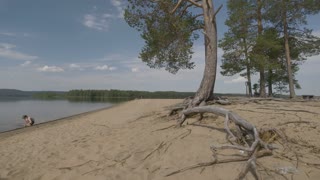 Summer in Arctic Circle lake Miekojarvi in Pello Lapland - Fishing capital of Finland