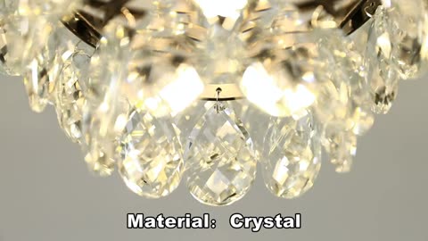 YYJLX Crystal Chandelier,Modern Semi Flush Mount Small Ceiling Light