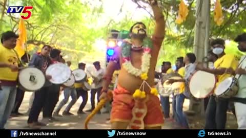 "pothuraju dance performance at Hyderabad TDP office during Kasani Rally | TV5 News Digital "