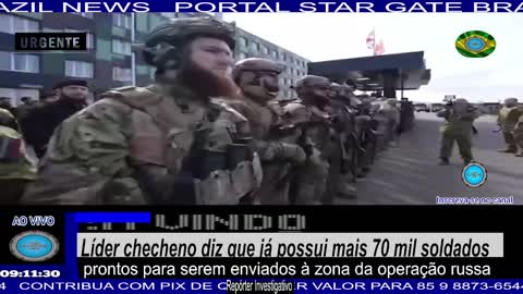 Líder checheno diz que já possui mais 70 mil soldados prontos para serem enviados batalha.