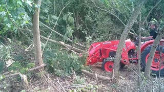 Bulldozer work with a tractor