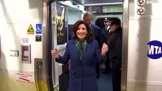 Kathy Hochul rides first train to Grand Central Madison