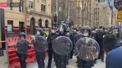 Melbourne, Australia Police:Here we go, boys!" to his men, then "Come on p***ies, here we go!"