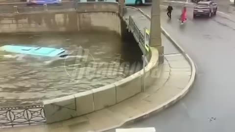 Bus Falls Into A River In Russia