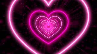 179. Neon Lights Love Heart Tunnel Background💗Pink Heart