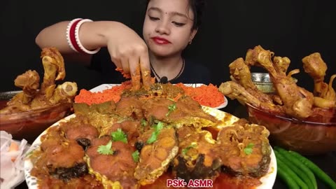 ASMR-EATING 2X SPICY SCHEZWAN FRIED RICE WITH SPICY WHOLE CHICKEN CURRY,EGG,LIVER CURRY,FISH CURRY🔥