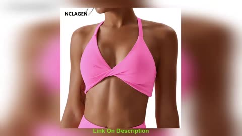 Deal NCLAGEN Ladies Yoga Sports Bra Women's Halter Push-u