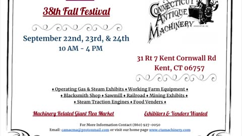 The Fall Festival is this Month! See it all run!!! Sept 22nd 23rd and 24th
