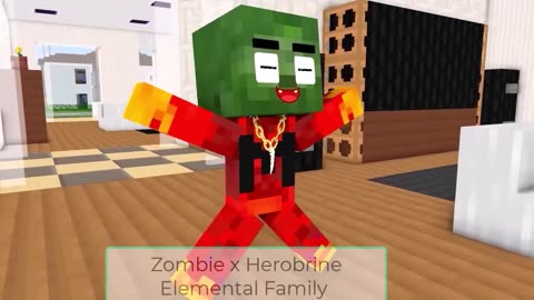 Zombie x Herobrine Elemental Family