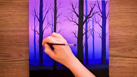 💜Magical Forest Acrylic Painting #379