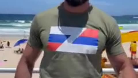 Meanwhile at Bondi Beach, Australia supporters of Russia are on patrol.