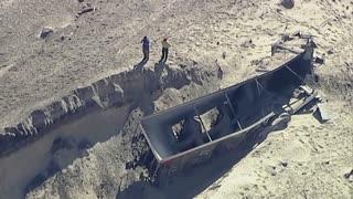 Iron ore train derailed in the Mojave Desert