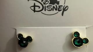 Disney Parks Mickey Mouse Faux Emerald May Birthstone Stud Earrings Gold Color #shorts