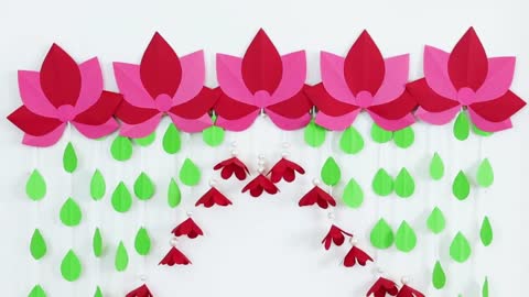 Easy Paper Toran Making - Easy Wall Decoration Ideas - Paper Flower Decoration