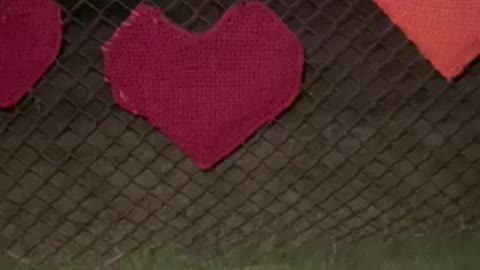 Hearts woven in a school fence