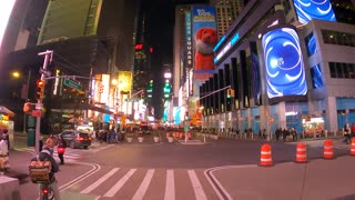 Driving Thru On Around 01-14-2022 42 Street Time Square New York NYC Manhattan at Night Part-1 of 2