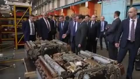 Former Russian President Medvedev has visited a factory producing Infatnetria BMP Combat Vehicles