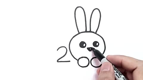 How To Draw A Rabbit From Numbers 200_Cut