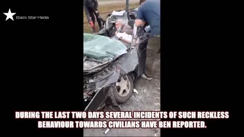 Russian War In Ukraine - Tank Crushes Civilian Car Miraculously Driver Survives