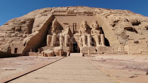 Aswan, Egypt : Great Abu Simbel temple of Pharaoh Ramses II in southern Egypt in Nubia next