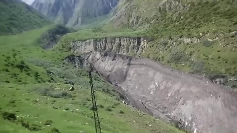 Landslide in Darial Gorge of Georgia