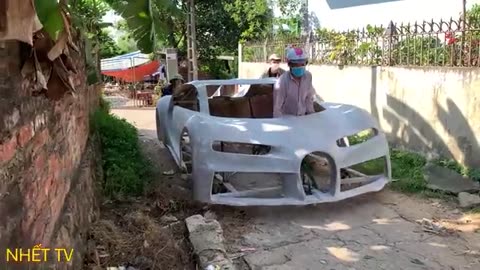 Move Homemade Bugatti to new build garage || simple homemade Bugatti with little cost