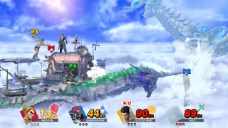 Kazuya vs Ganondorf vs Little Mac vs Roy on Cloud Sea of Alrest (Super Smash Bros Ultimate)