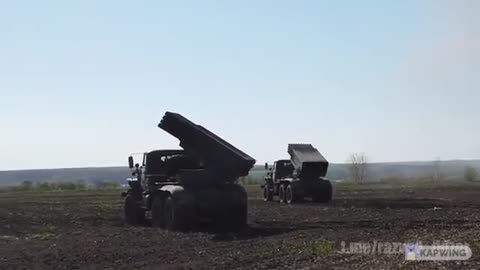 The work of MLRS BM-21 "Grad" on the positions of the Armed Forces of Ukraine