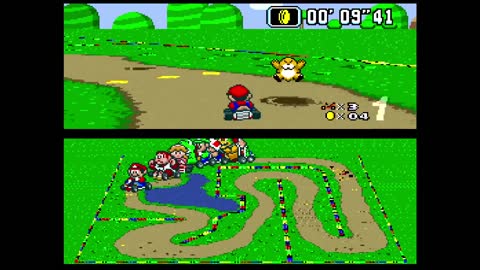 Super Mario Kart (snes) - Flower Cup 50cc (Mario) No Commentary
