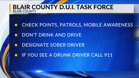 DUI check points, patrols coming to Blair County
